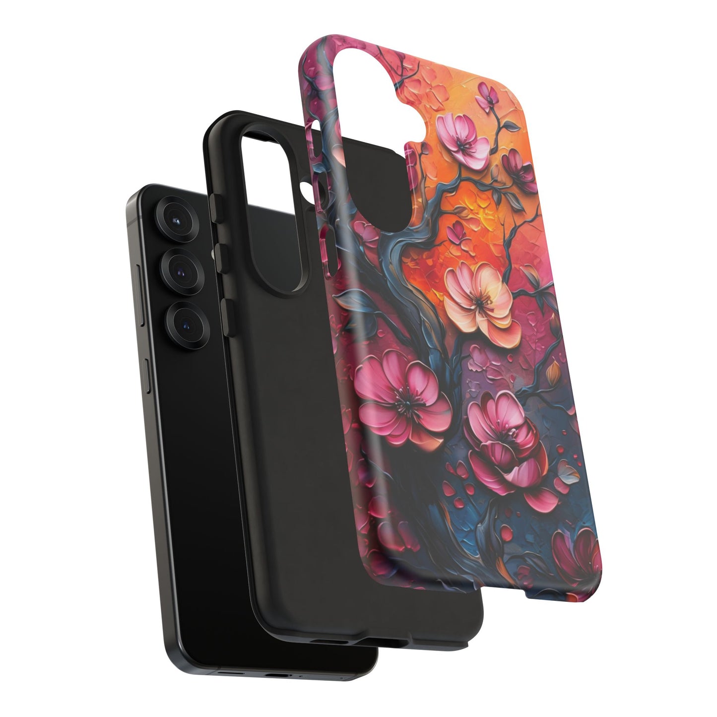 Colorful iPhone and Samsung Case with Artistic Blossoms – Protective Floral Cover
