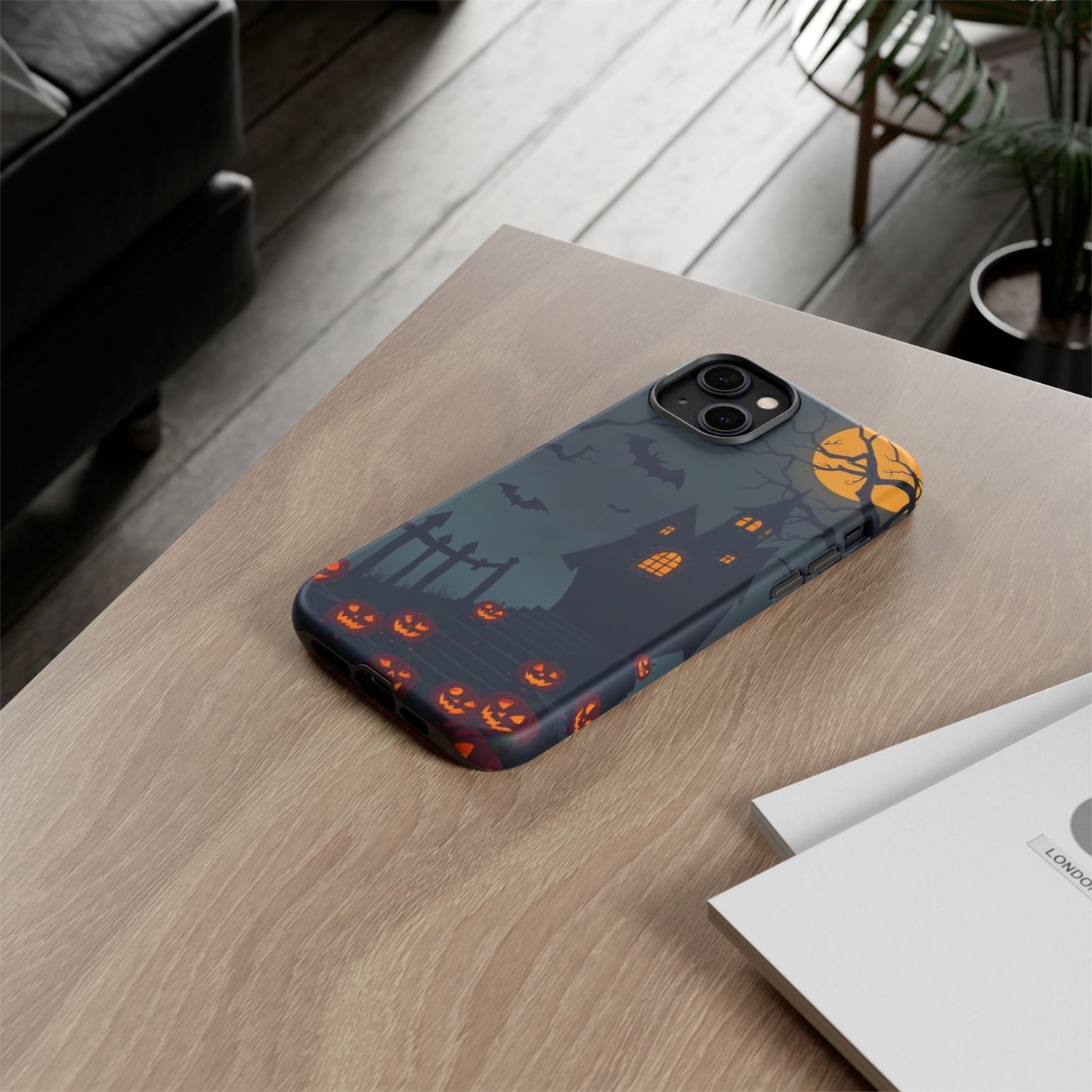 Halloween Haunted House & Jack-o'-Lantern Phone Case – Spooky Fall Phone Accessory