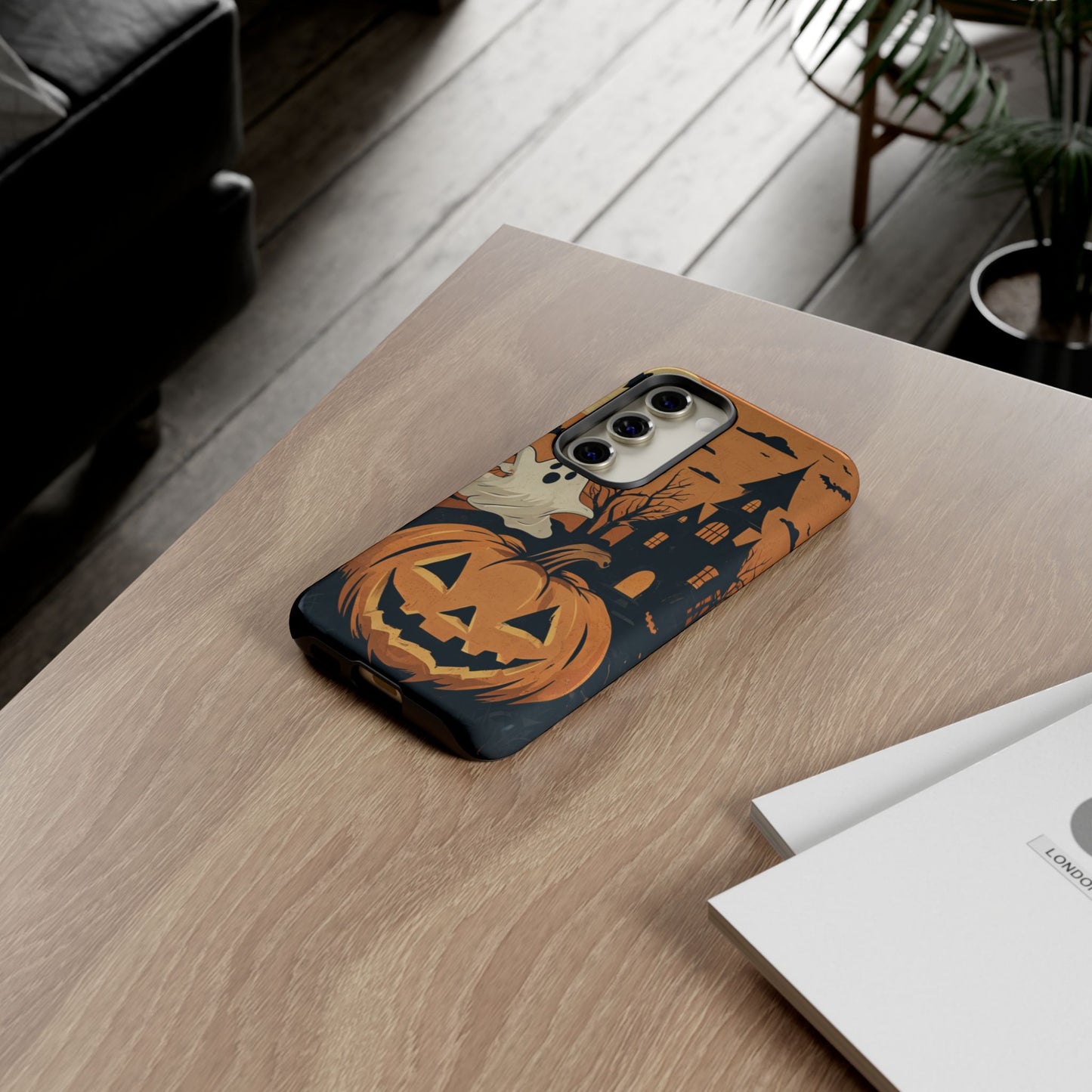 Halloween Ghost and Jack-O'-Lantern Phone Case – Spooky Season Protective Cover
