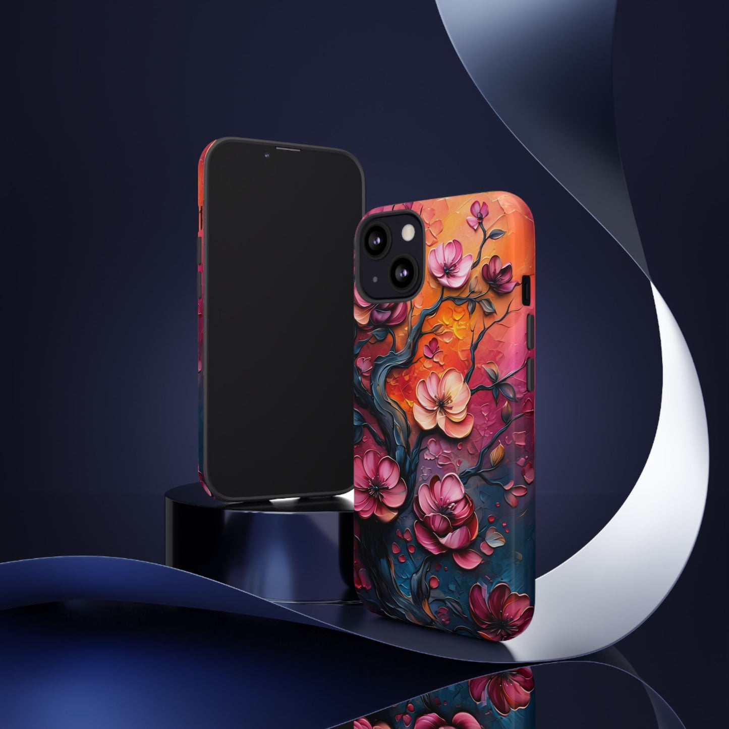 Colorful iPhone and Samsung Case with Artistic Blossoms – Protective Floral Cover