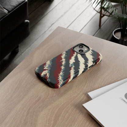 Phone Case Abstract Stripes – Bold Black, White & Red Design - Dual-Layer Shockproof Protection