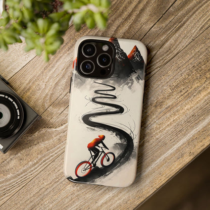 Phone Case Cyclist Climbing Mountain Road – Outdoor Adventure Protective Cover