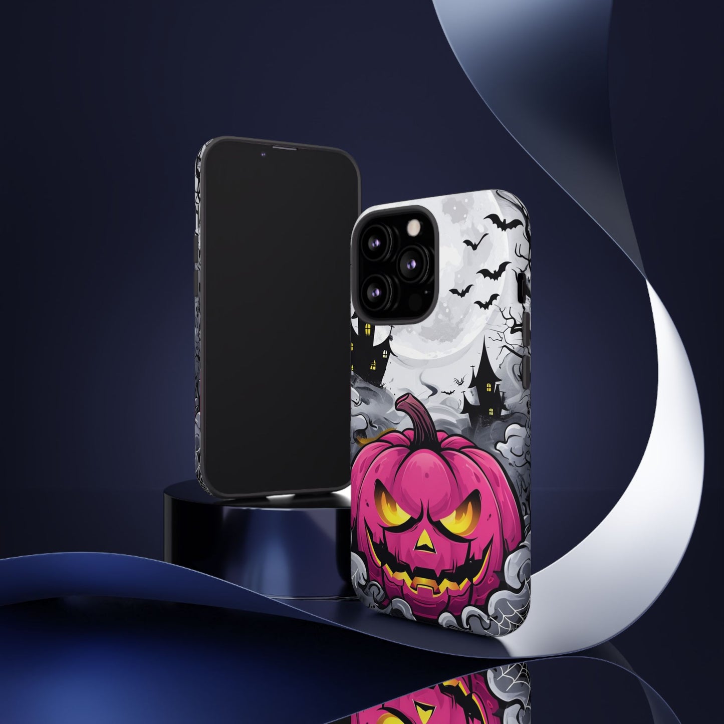Spooky Halloween Pumpkin Phone Case with Haunted Night Scene – Perfect for Fall & Trick-or-Treating