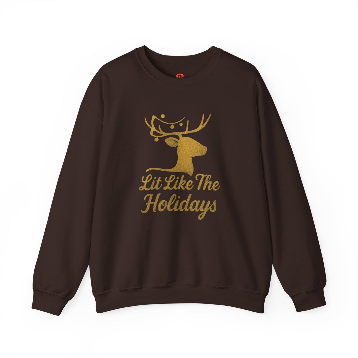 Christmas Sweatshirt "Lit Like The Holidays" – Reindeer Graphic Fleece Pullover, Festive Winter Gift