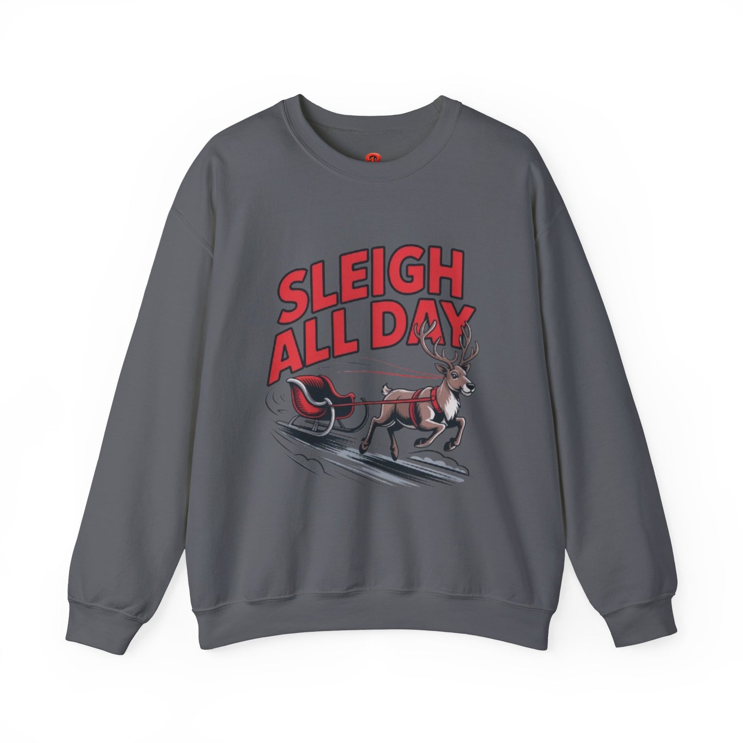 Sweatshirt Christmas Cheer – Sleigh All Day - Cozy Unisex Holiday Pullover with Reindeer Print, Funny Christmas Gift
