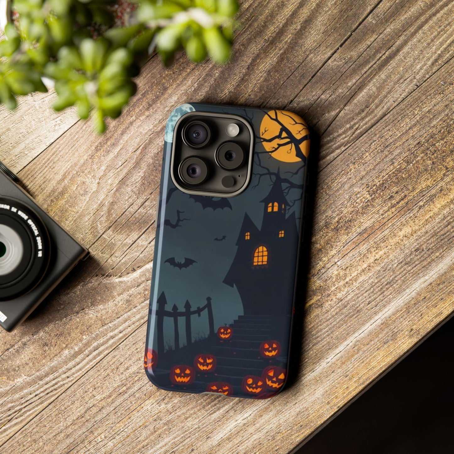 Halloween Haunted House & Jack-o'-Lantern Phone Case – Spooky Fall Phone Accessory