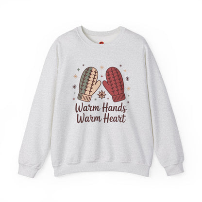 Warm Hands Warm Heart Sweatshirt – Cozy Mitten Design - Winter Sweatshirt
