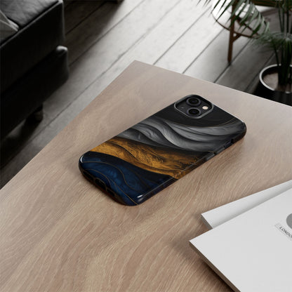 Phone Case Elegant Abstract Marble  – Gold, Grey & Navy Design