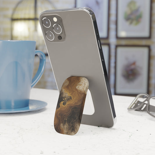 Stylish Swirl Marble Phone Stand - Elegant Adhesive Grip & Kickstand for Smartphones