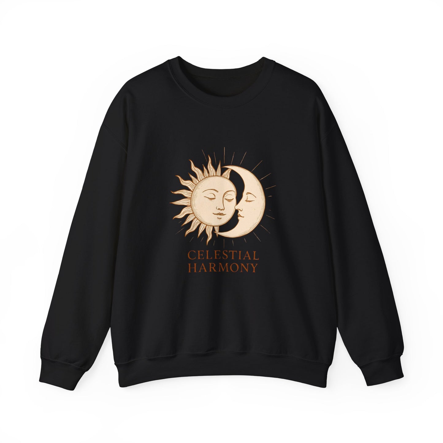 Unisex  Sweatshirt – Celestial Harmony Sun and Moon Print, Soft Cotton Blend