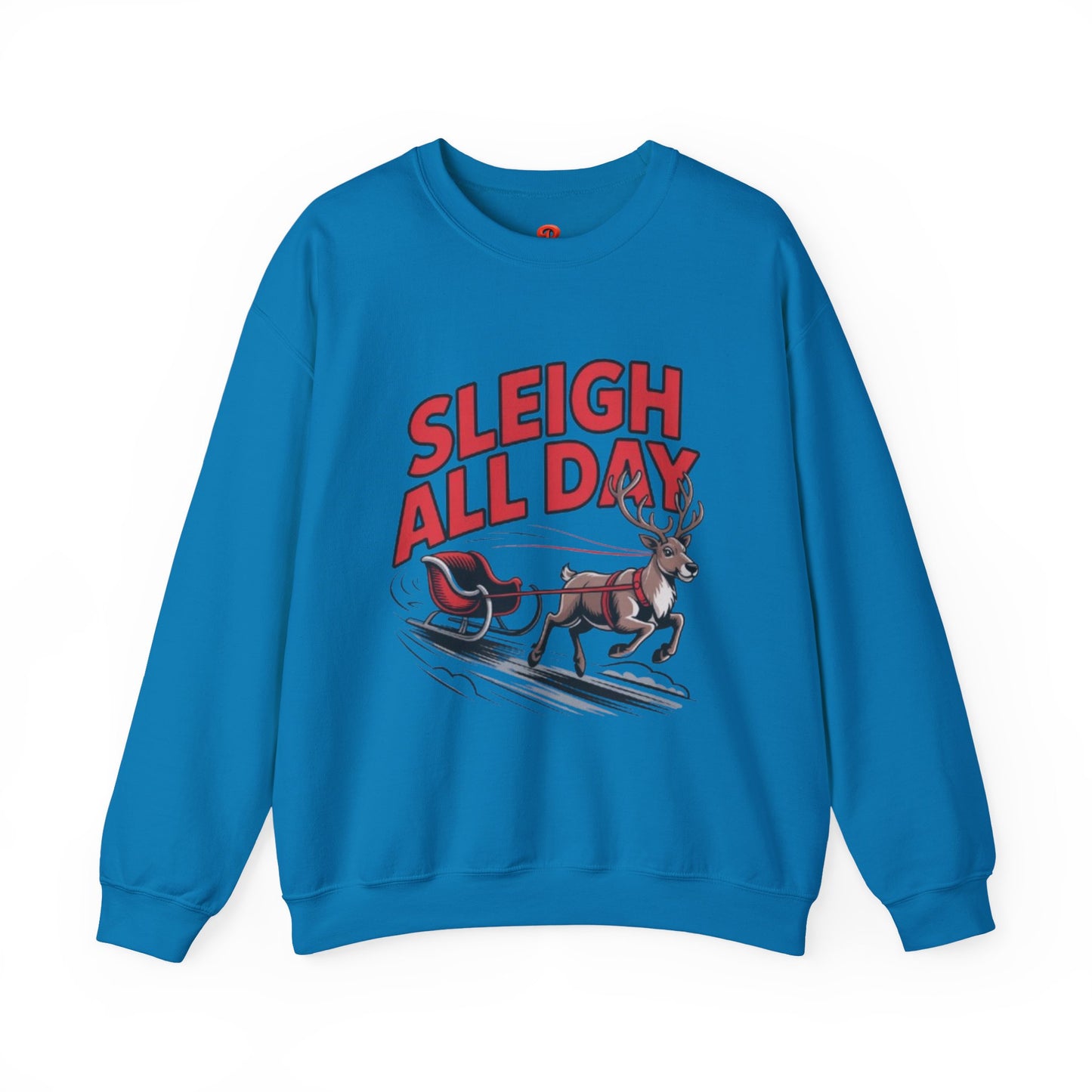 Sweatshirt Christmas Cheer – Sleigh All Day - Cozy Unisex Holiday Pullover with Reindeer Print, Funny Christmas Gift