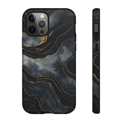 Phone Case Dark Elegance  with Gold Accents – Stylish & Protective Cover