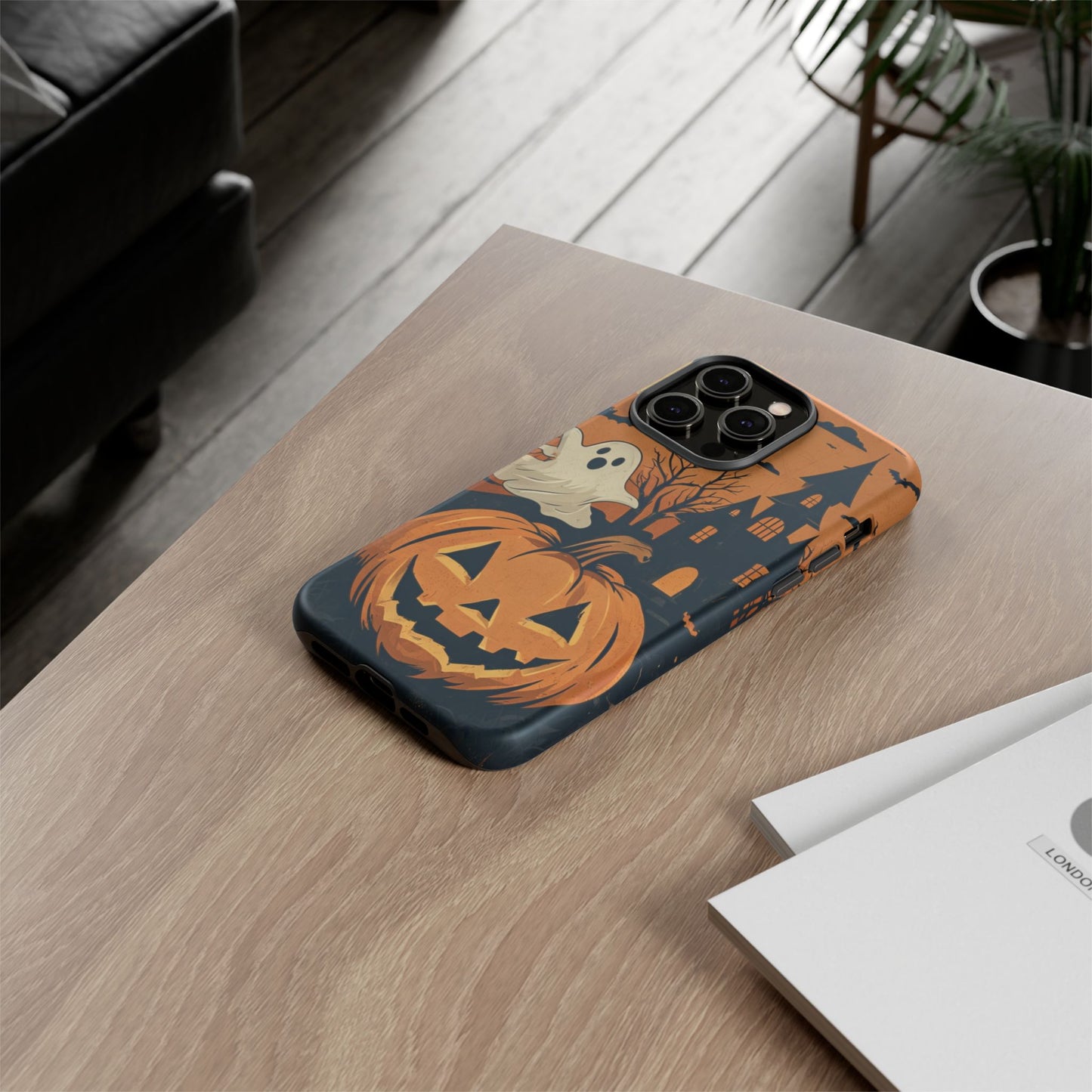 Halloween Ghost and Jack-O'-Lantern Phone Case – Spooky Season Protective Cover