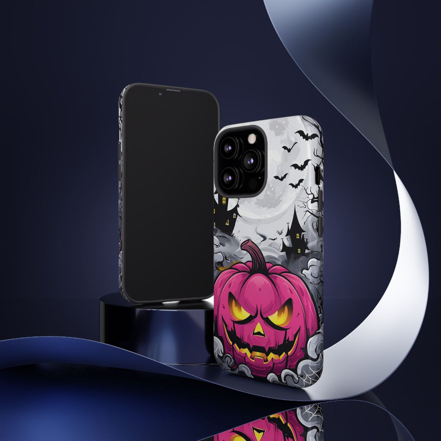 Spooky Halloween Pumpkin Phone Case with Haunted Night Scene – Perfect for Fall & Trick-or-Treating