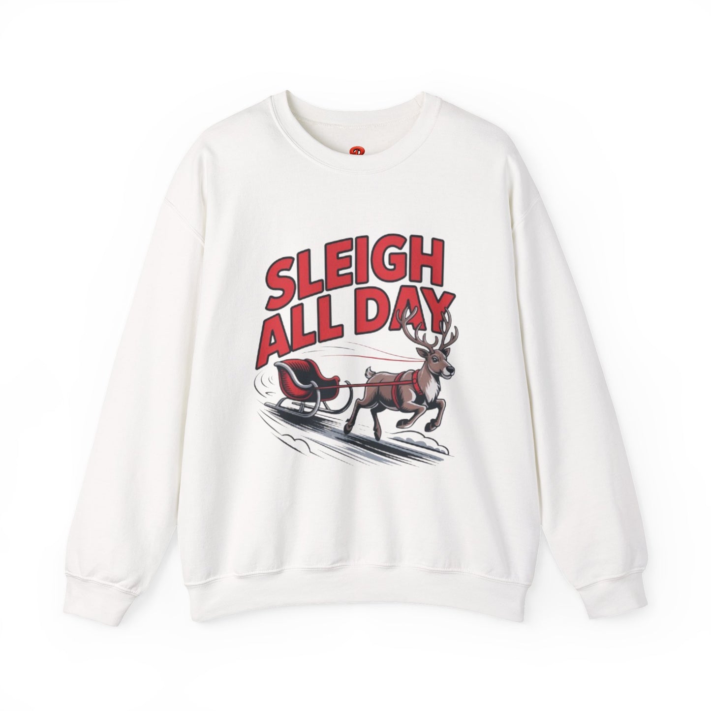 Sweatshirt Christmas Cheer – Sleigh All Day - Cozy Unisex Holiday Pullover with Reindeer Print, Funny Christmas Gift