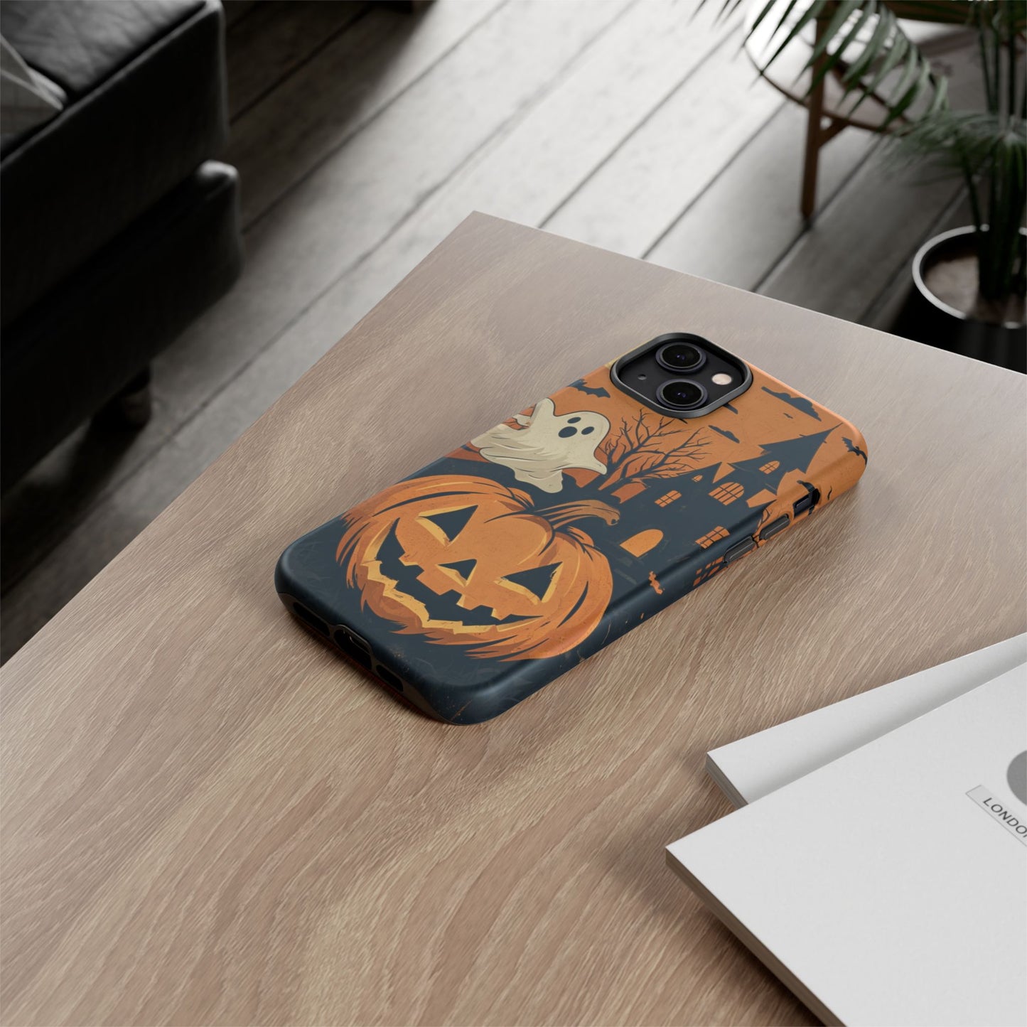 Halloween Ghost and Jack-O'-Lantern Phone Case – Spooky Season Protective Cover