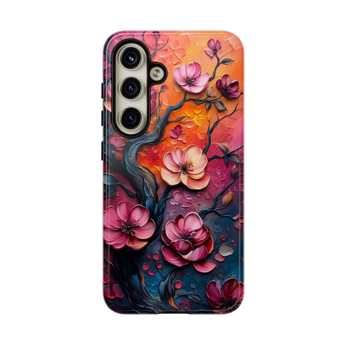 Colorful iPhone and Samsung Case with Artistic Blossoms – Protective Floral Cover