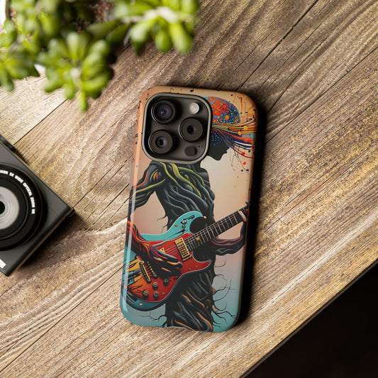 Phone Case Psychedelic Tree Guitarist – Abstract Music Art Cover