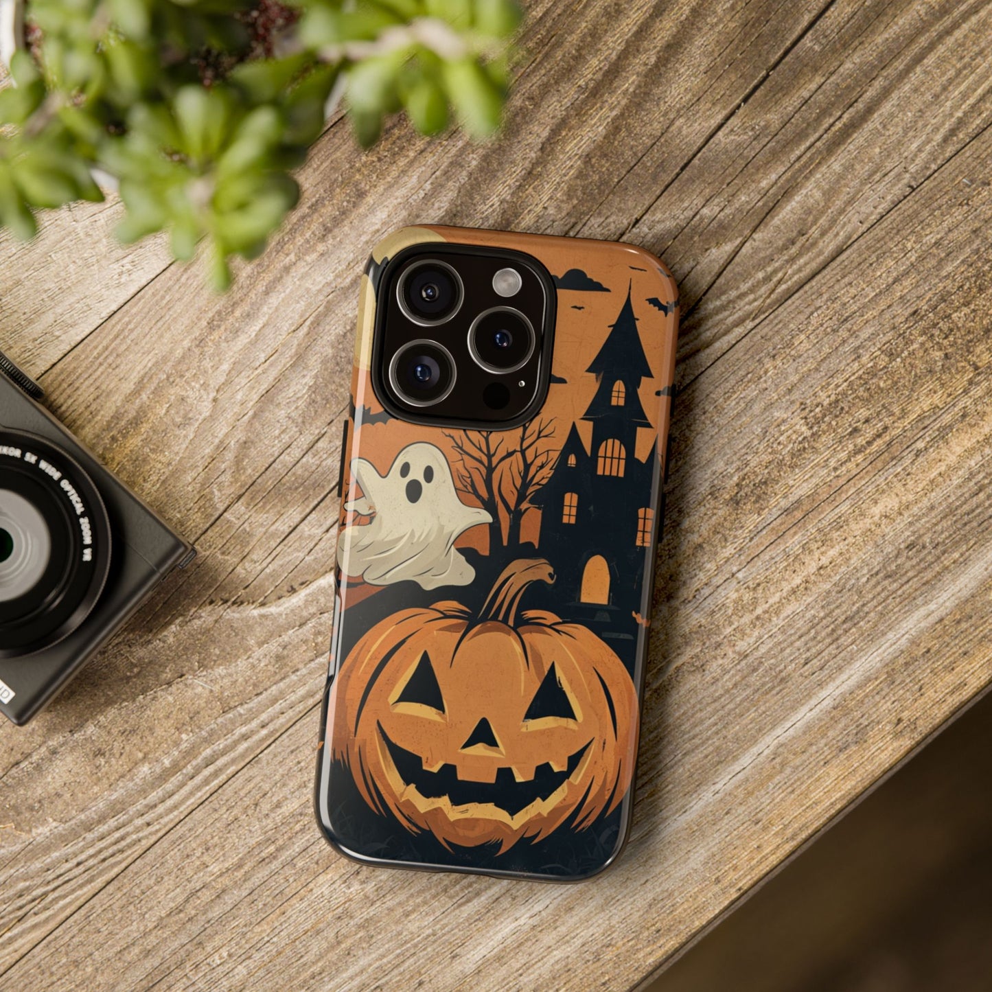 Halloween Ghost and Jack-O'-Lantern Phone Case – Spooky Season Protective Cover