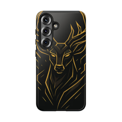 Phone Case with Black and Gold Deer Design – Elegant & Sophisticated Style
