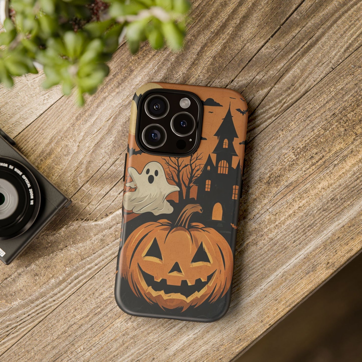 Halloween Ghost and Jack-O'-Lantern Phone Case – Spooky Season Protective Cover
