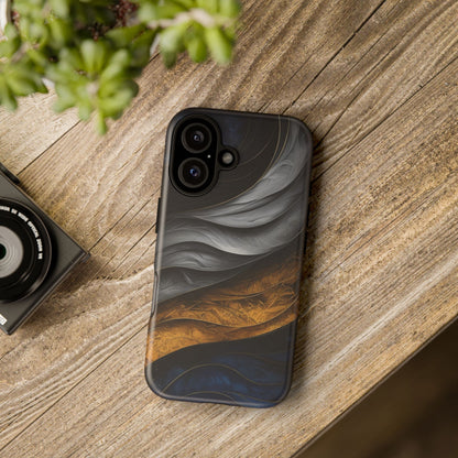 Phone Case Elegant Abstract Marble  – Gold, Grey & Navy Design
