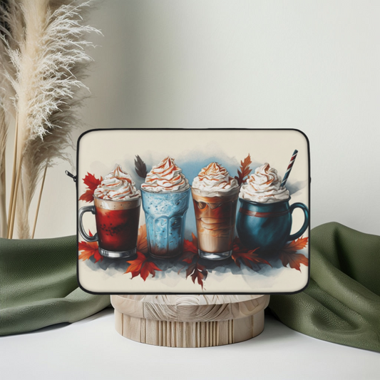 Autumn Drinks Laptop Sleeve – Cozy Whipped Cream Coffee Laptop Case