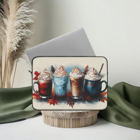 Autumn Drinks Laptop Sleeve – Cozy Whipped Cream Coffee Laptop Case