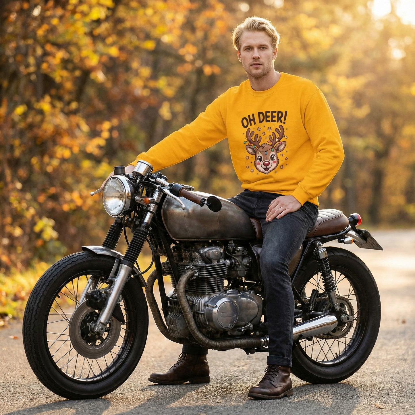 Christmas Sweatshirt “Oh Deer!” Cute Reindeer Graphic - Holiday Unisex Pullover