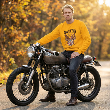 Christmas Sweatshirt “Oh Deer!” Cute Reindeer Graphic - Holiday Unisex Pullover