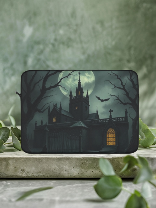 Haunted Gothic Castle Laptop Sleeve – Spooky Halloween Laptop Case