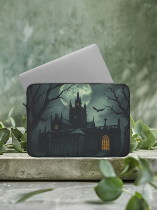 Haunted Gothic Castle Laptop Sleeve – Spooky Halloween Laptop Case