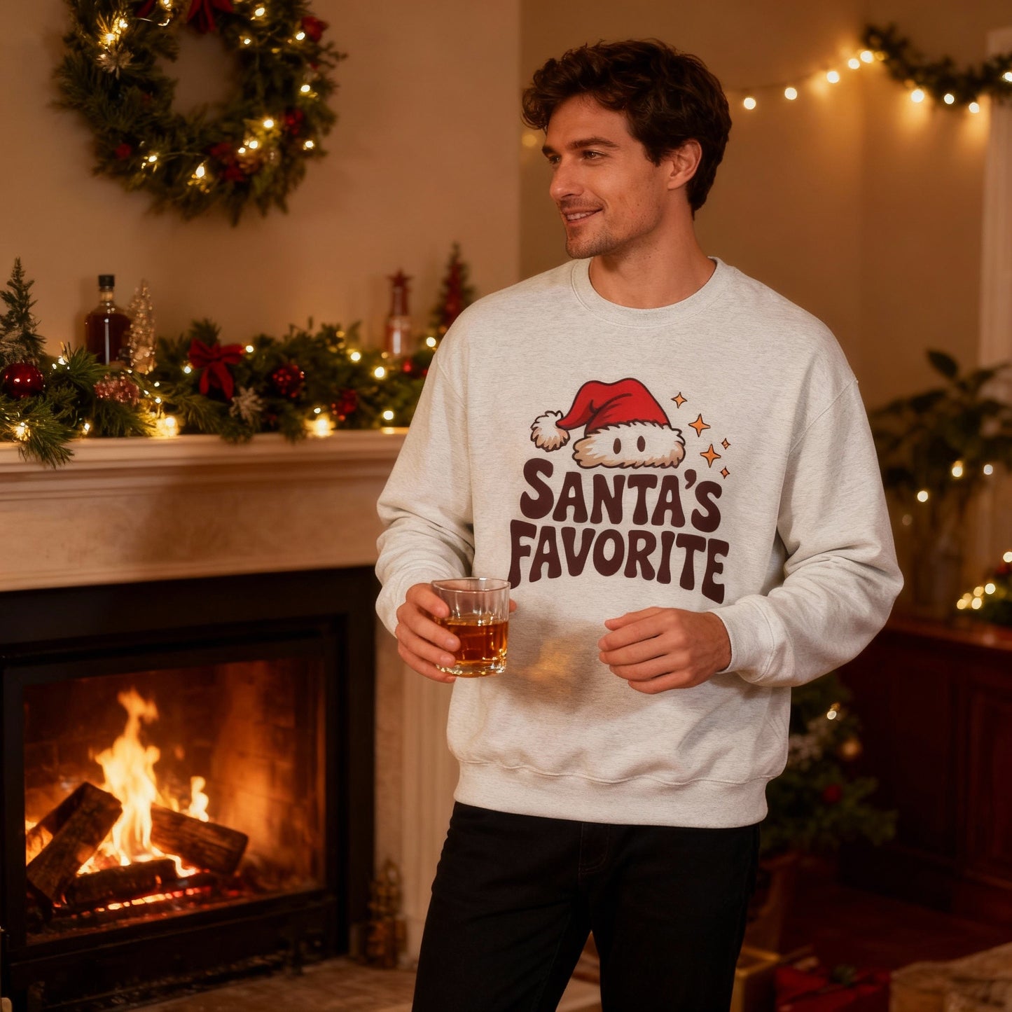 Santa’s Favorite Sweatshirt – Cozy Christmas Holiday Apparel | Festive Holiday Sweater for Men & Women | Perfect Christmas Gift