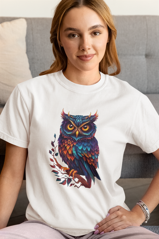 Shirt "Colorful Owl" – Vibrant Graphic Tee for Nature & Animal Lovers