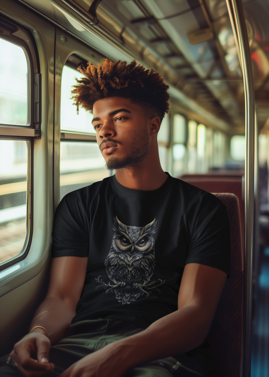 Shirt "Owl" – Minimal Graphic Tee for Nature & Wildlife Lovers