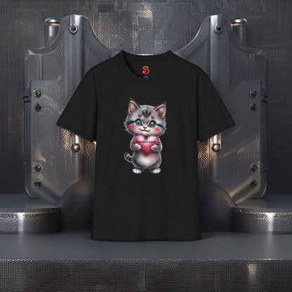 Purrfect Love T-Shirt – Cute Kitten Holding Heart, Gift for Cat Lovers