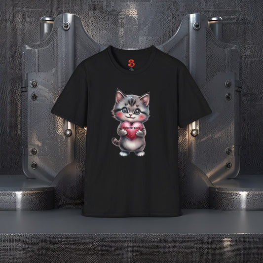 Purrfect Love T-Shirt – Cute Kitten Holding Heart, Gift for Cat Lovers