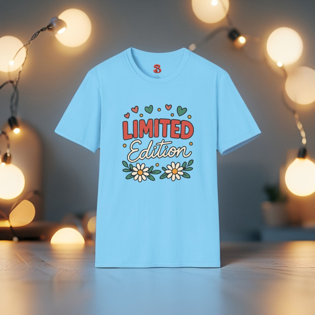 Limited Edition T-Shirt with Hearts & Floral Design – Unisex Cotton Tee