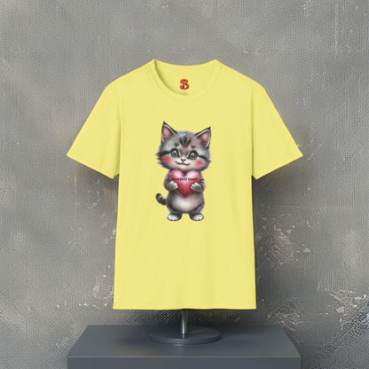 Purrfect Love T-Shirt – Cute Kitten Holding Heart, Gift for Cat Lovers