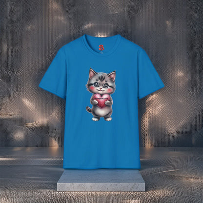 Purrfect Love T-Shirt – Cute Kitten Holding Heart, Gift for Cat Lovers