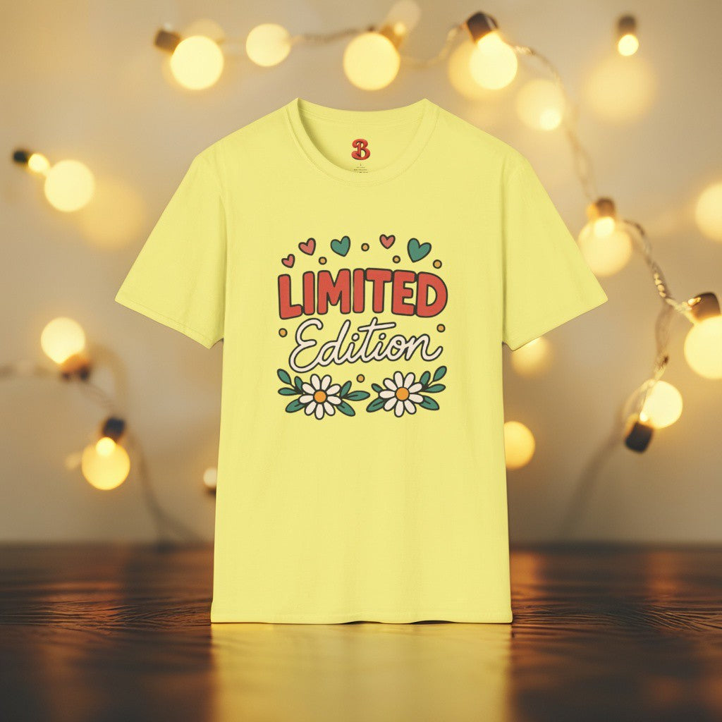 Limited Edition T-Shirt with Hearts & Floral Design – Unisex Cotton Tee