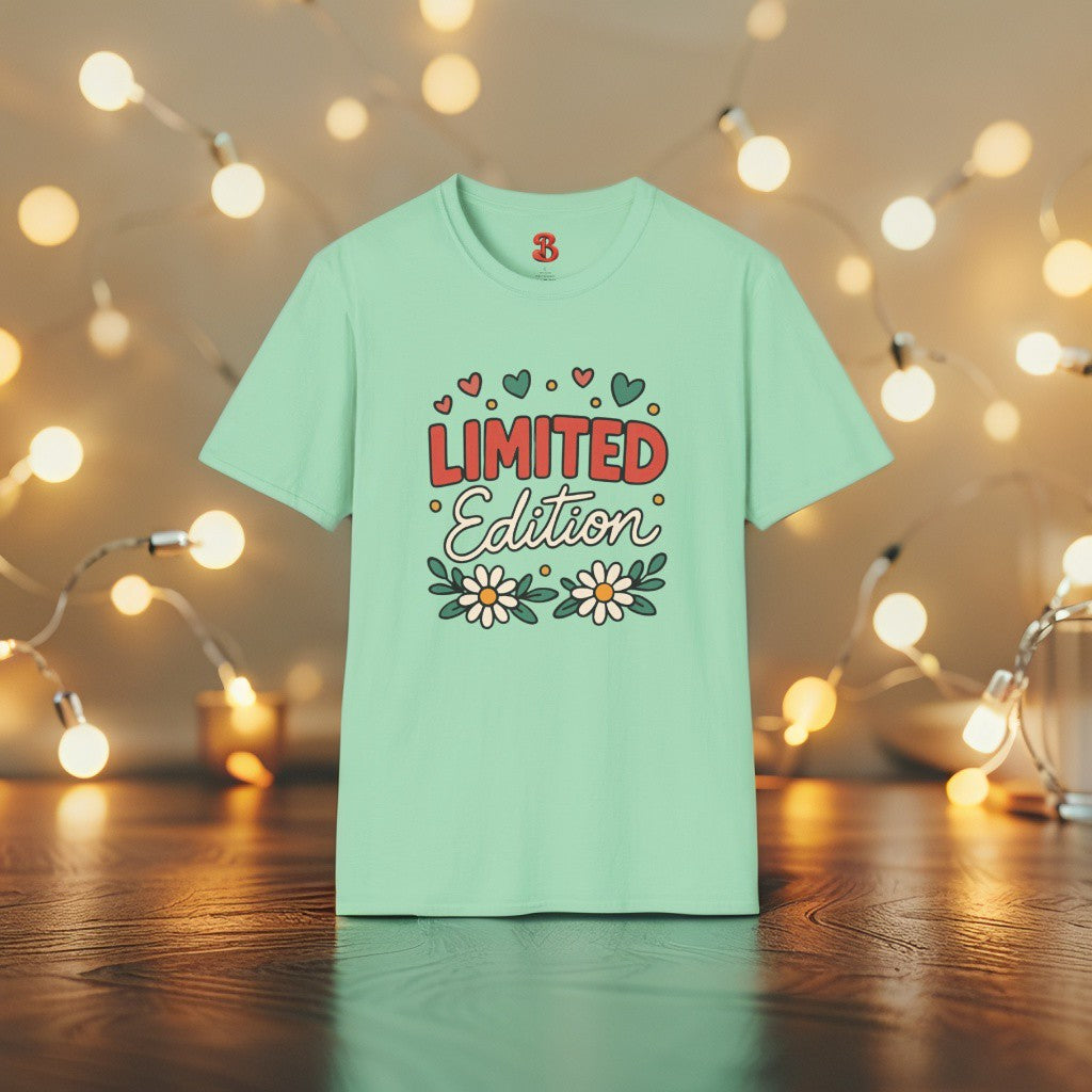 Limited Edition T-Shirt with Hearts & Floral Design – Unisex Cotton Tee