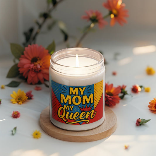 Scented Decorative Candle - Relaxing Aromatic Jar Candle - "Μy Mom My Queen"