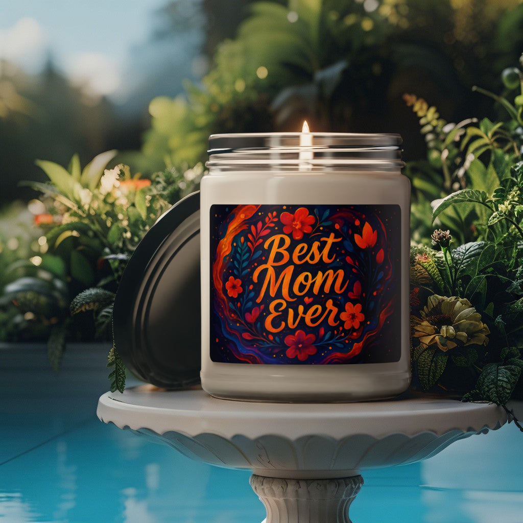 Scented Decorative Candle - Relaxing Aromatic Jar Candle - "Best Mom Ever"