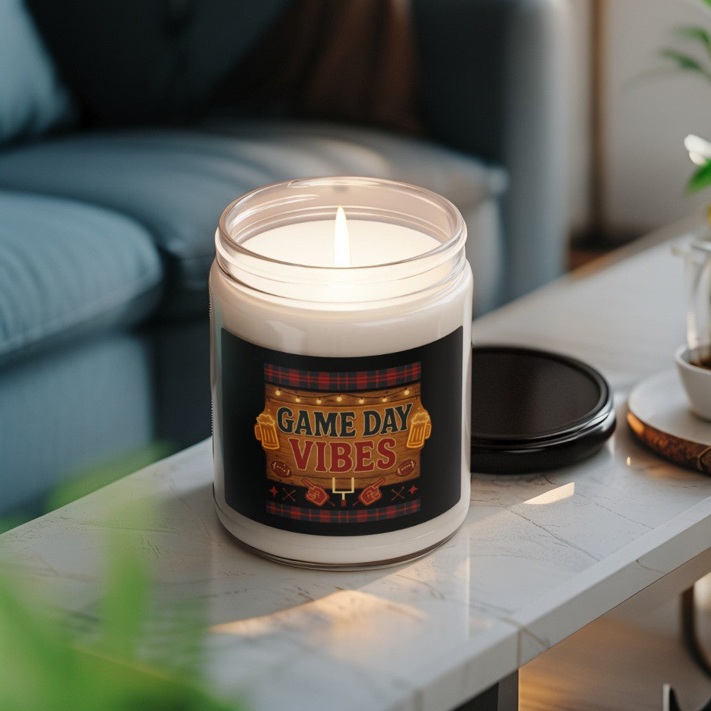 Scented Decorative Candle - Relaxing Aromatic Jar Candle - "Game Day Vibes"
