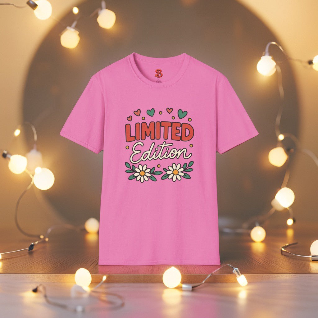 Limited Edition T-Shirt with Hearts & Floral Design – Unisex Cotton Tee