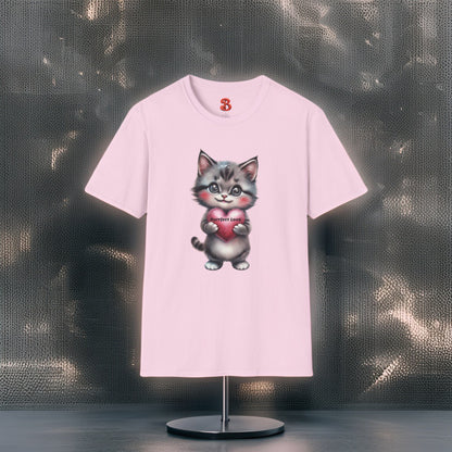 Purrfect Love T-Shirt – Cute Kitten Holding Heart, Gift for Cat Lovers
