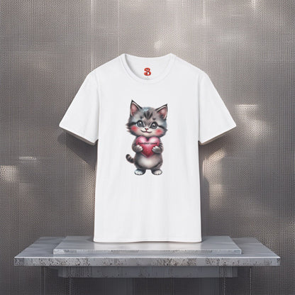 Purrfect Love T-Shirt – Cute Kitten Holding Heart, Gift for Cat Lovers