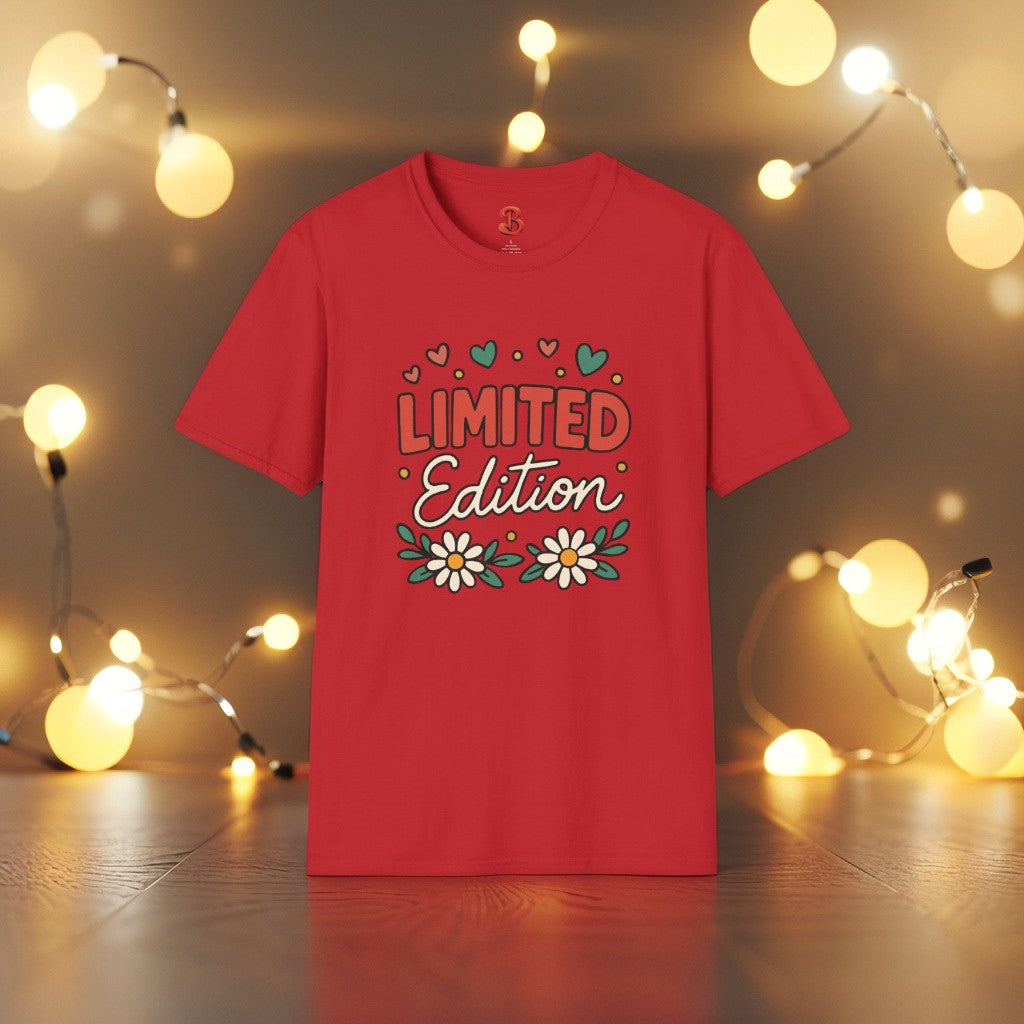 Limited Edition T-Shirt with Hearts & Floral Design – Unisex Cotton Tee