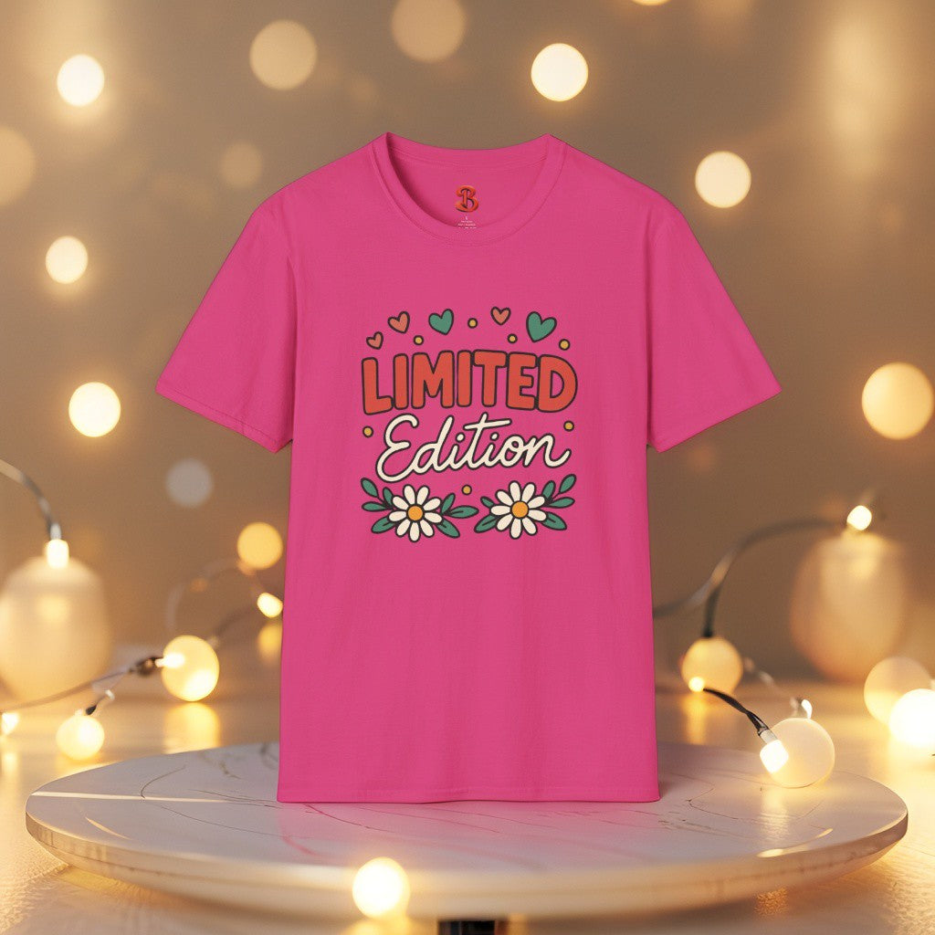 Limited Edition T-Shirt with Hearts & Floral Design – Unisex Cotton Tee